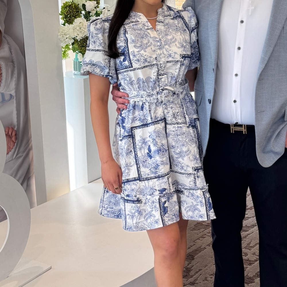 Blue and White Floral Dress